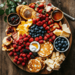 Beautiful breakfast board with colorful food arrangement