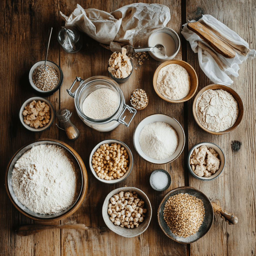 Sourdough bagel recipe ingredients with active starter