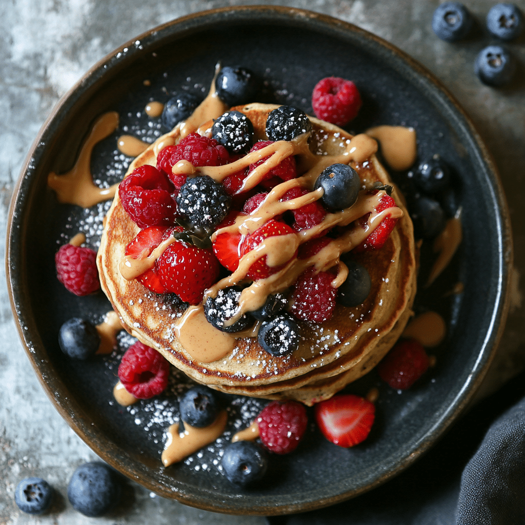Elegant protein pancake breakfast presentation