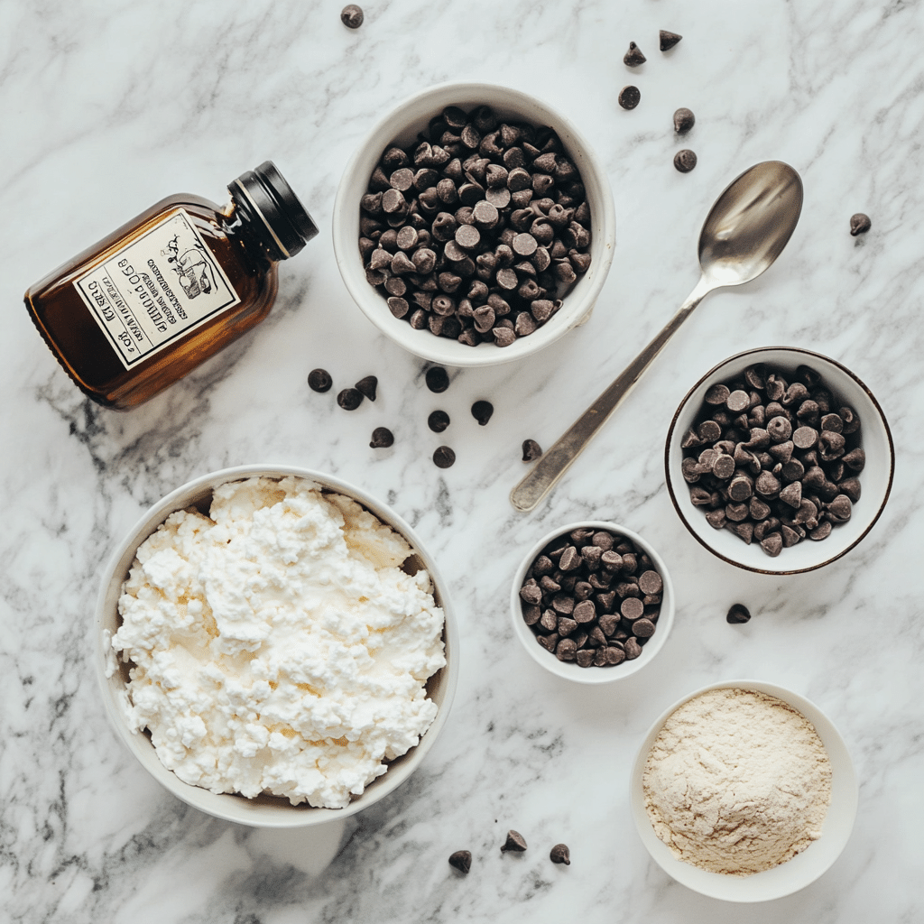 Cottage cheese cookie dough ingredients ready for healthy recipe