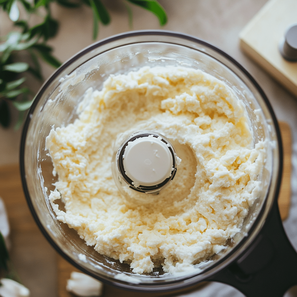 Blending cottage cheese until smooth for cookie dough recipe