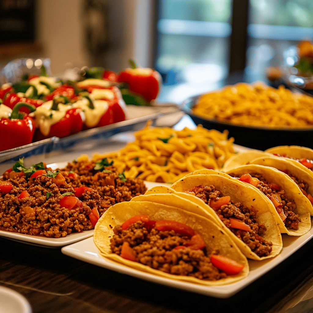 Finished ground beef recipes ready for serving