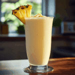 Virgin pina colada recipe with fresh pineapple garnish and creamy tropical texture